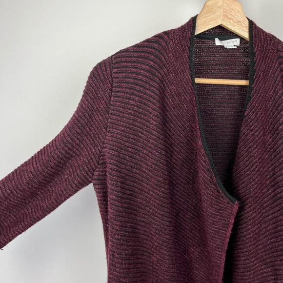 J. JILL XS Open Cardigan Sweater Jacket Oversize Ribbed Cotton Blend Wine Red - Picture 4 of 5